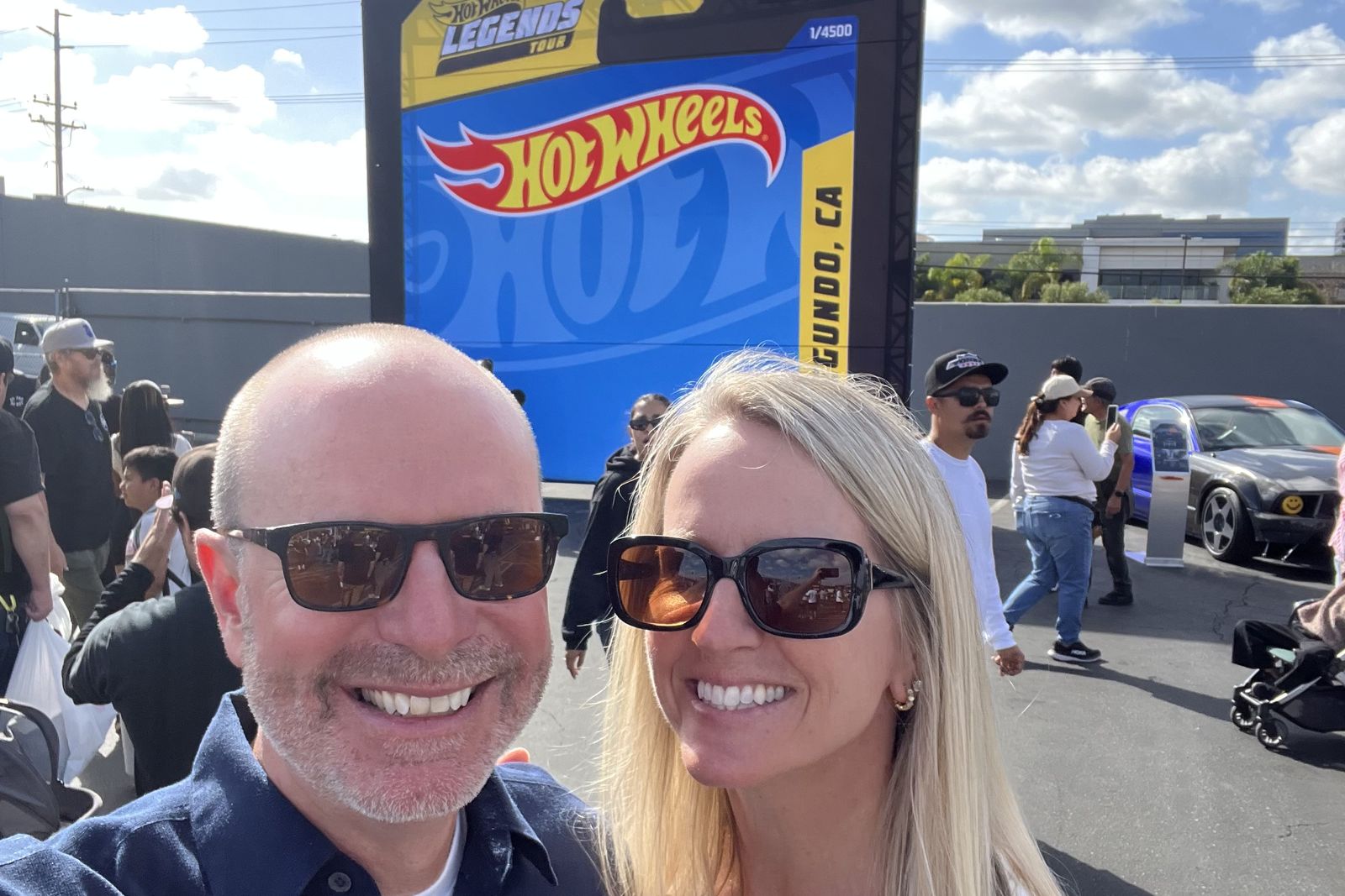 Ryan Baldino and Kara Baldino at the Hot Wheels Legends Tour event in El Segundo.